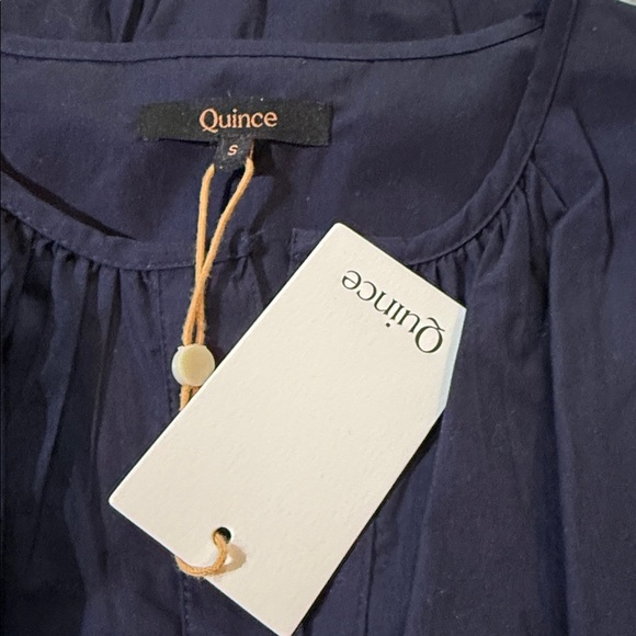 Quince 100% Organic Cotton Tiered Maxi Dress in Navy Sz S NEW - Picture 3 of 3